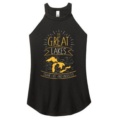 The Great Lakes Shark Free Unsalted Michigan Gift Women's Perfect Tri Rocker Tank