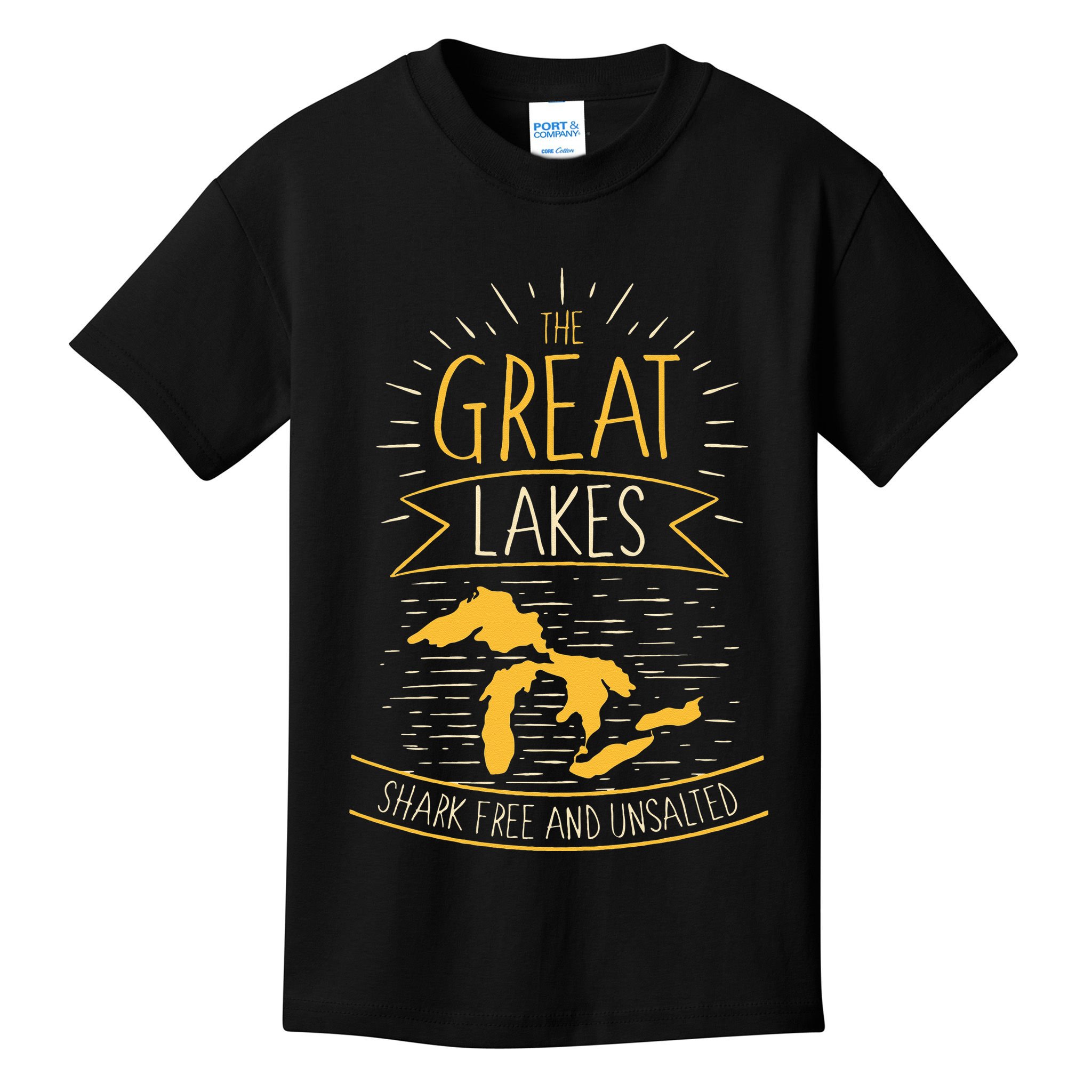 The Great Lakes Shark Free Unsalted Michigan Gift Kids T-Shirt