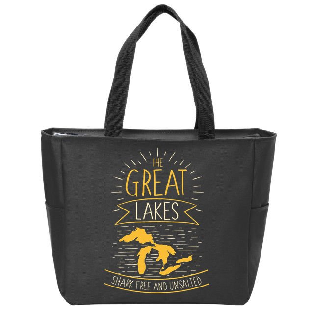 The Great Lakes Shark Free Unsalted Michigan Gift Zip Tote Bag