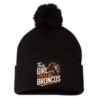 This Girl Loves The Broncos Fan Design For Women Pom Pom 12in Knit Beanie