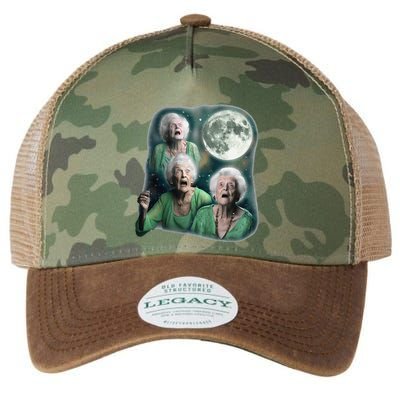 Three Granny Moon 3 Old Ladys Howling Weird Cursed Meme Legacy Tie Dye Trucker Hat