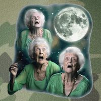 Three Granny Moon 3 Old Ladys Howling Weird Cursed Meme Legacy Tie Dye Trucker Hat
