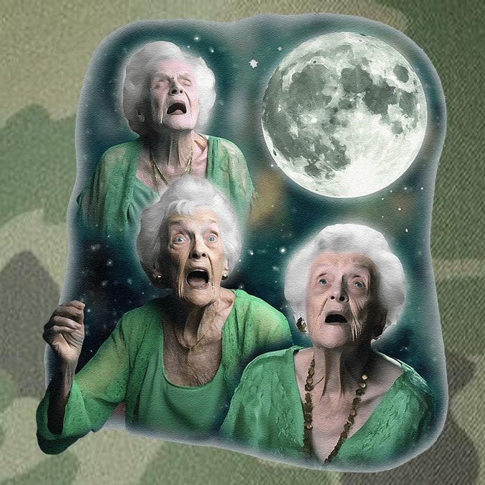 Three Granny Moon 3 Old Ladys Howling Weird Cursed Meme Legacy Tie Dye Trucker Hat