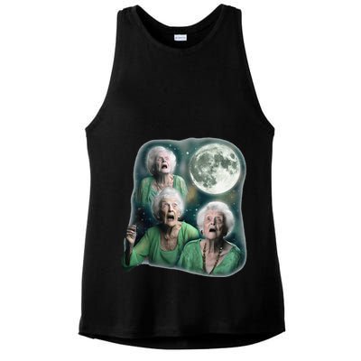 Three Granny Moon 3 Old Ladys Howling Weird Cursed Meme Ladies PosiCharge Tri-Blend Wicking Tank