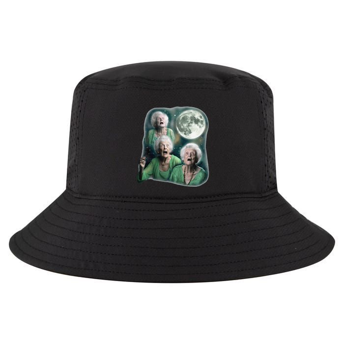 Three Granny Moon 3 Old Ladys Howling Weird Cursed Meme Cool Comfort Performance Bucket Hat