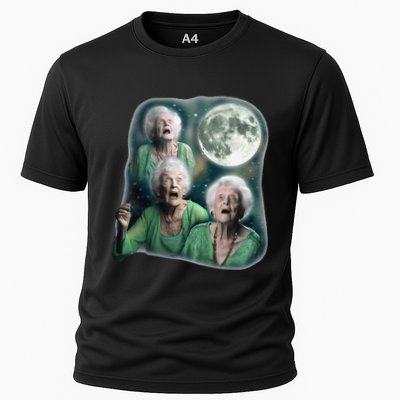 Three Granny Moon 3 Old Ladys Howling Weird Cursed Meme Performance Shirt
