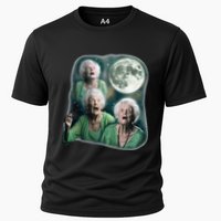 Three Granny Moon 3 Old Ladys Howling Weird Cursed Meme Cooling Performance Crew T-Shirt