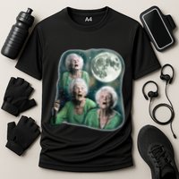 Three Granny Moon 3 Old Ladys Howling Weird Cursed Meme Cooling Performance Crew T-Shirt