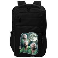 Three Granny Moon 3 Old Ladys Howling Weird Cursed Meme Impact Tech Backpack