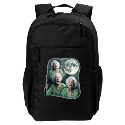 Three Granny Moon 3 Old Ladys Howling Weird Cursed Meme Backpack