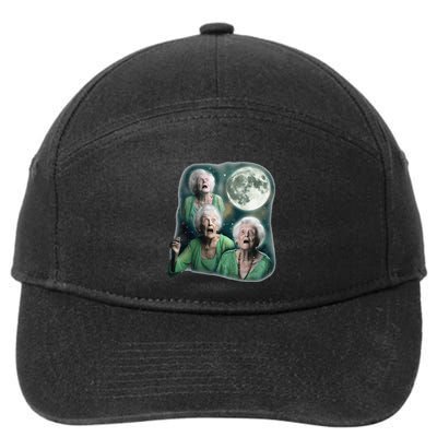 Three Granny Moon 3 Old Ladys Howling Weird Cursed Meme 7-Panel Snapback Hat