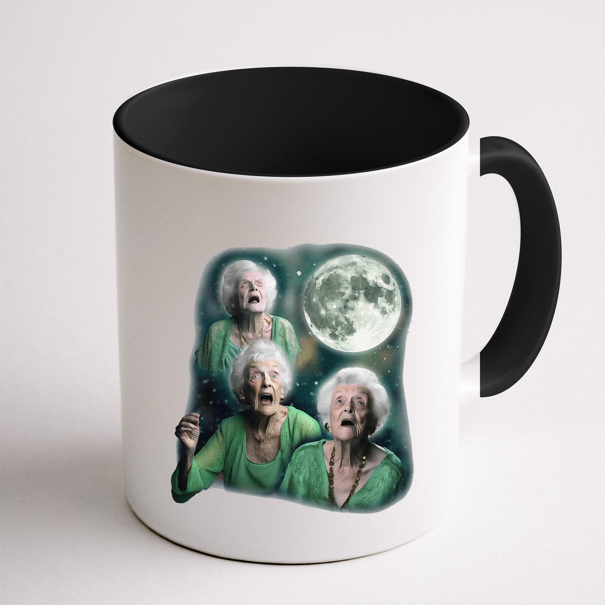 Three Granny Moon 3 Old Ladys Howling Weird Cursed Meme Mug