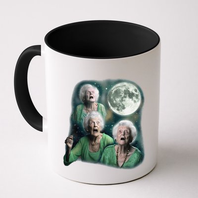 Three Granny Moon 3 Old Ladys Howling Weird Cursed Meme Mug