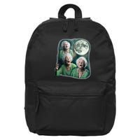 Three Granny Moon 3 Old Ladys Howling Weird Cursed Meme 16 in Basic Backpack