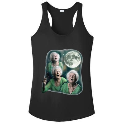 Three Granny Moon 3 Old Ladys Howling Weird Cursed Meme Ladies PosiCharge Competitor Racerback Tank