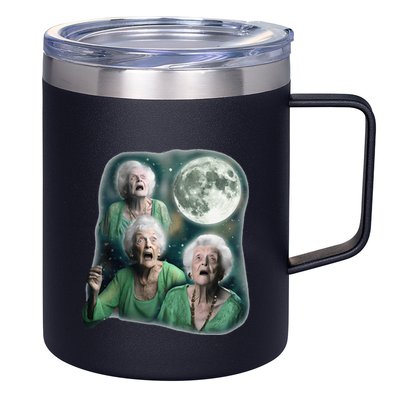 Three Granny Moon 3 Old Ladys Howling Weird Cursed Meme 12oz Stainless Steel Coffee Mug