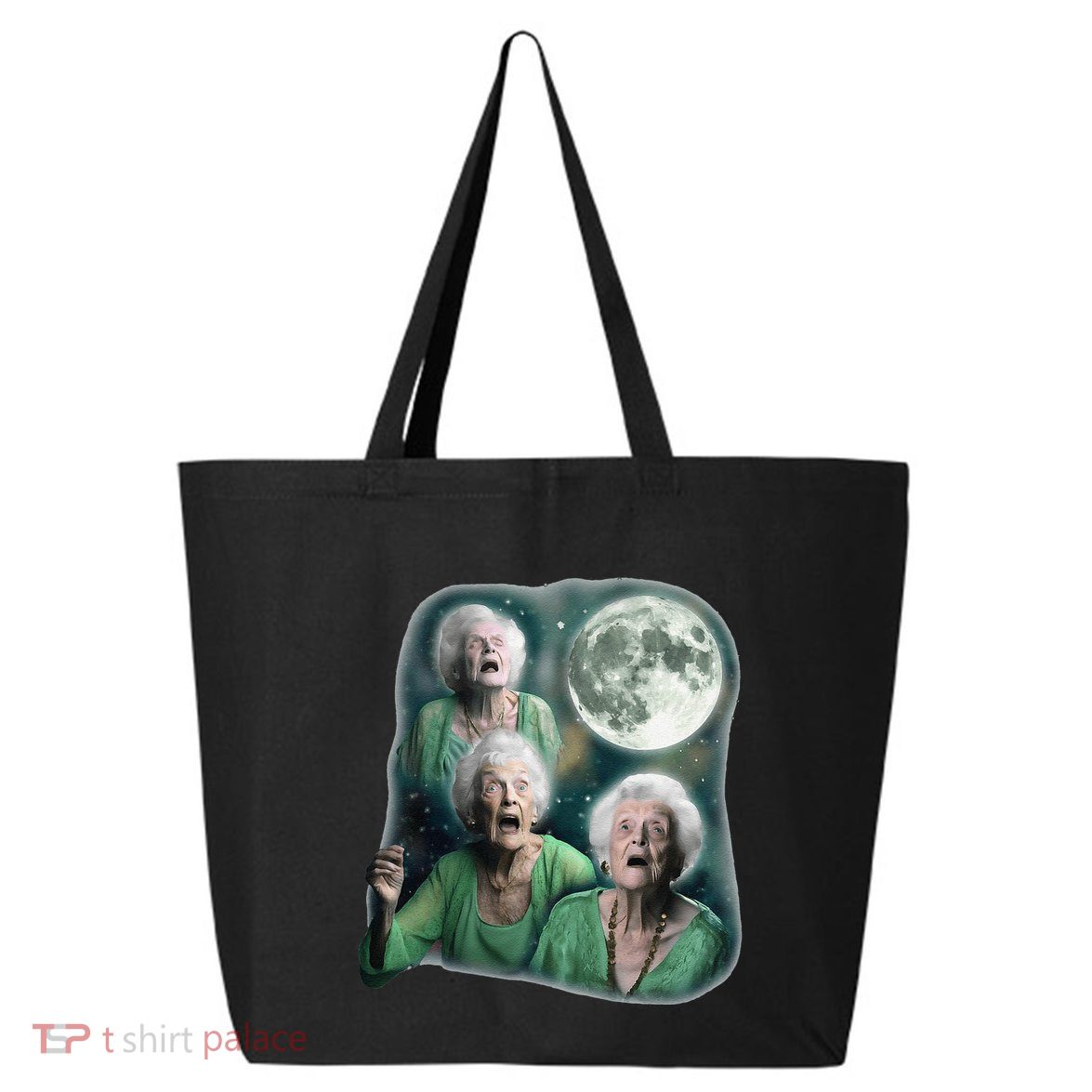 Three Granny Moon 3 Old Ladys Howling Weird Cursed Meme 25L Jumbo Tote