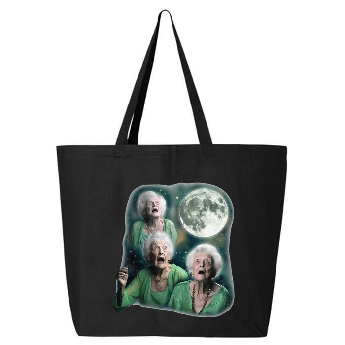 Three Granny Moon 3 Old Ladys Howling Weird Cursed Meme 25L Jumbo Tote