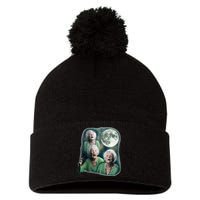 Three Granny Moon 3 Old Ladys Howling Weird Cursed Meme Pom Pom 12in Knit Beanie