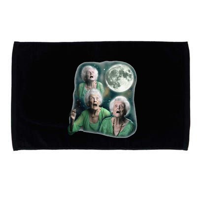 Three Granny Moon 3 Old Ladys Howling Weird Cursed Meme Microfiber Hand Towel