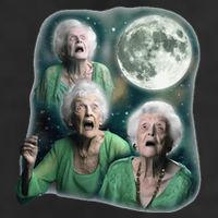 Three Granny Moon 3 Old Ladys Howling Weird Cursed Meme Microfiber Hand Towel