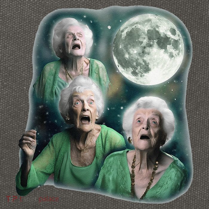 Three Granny Moon 3 Old Ladys Howling Weird Cursed Meme Cotton Canvas Backpack