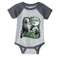 Three Granny Moon 3 Old Ladys Howling Weird Cursed Meme Infant Baby Jersey Bodysuit