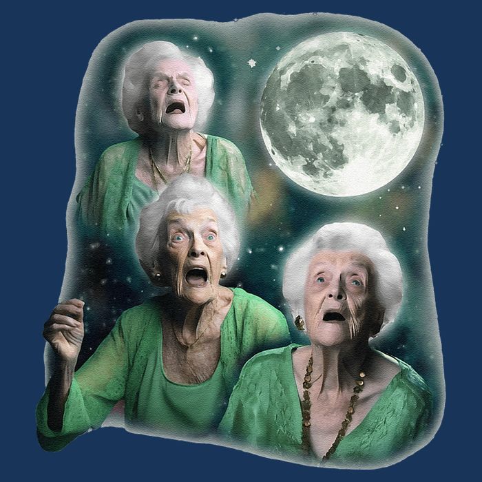 Three Granny Moon 3 Old Ladys Howling Weird Cursed Meme Infant Baby Jersey Bodysuit