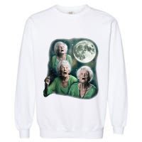 Three Granny Moon 3 Old Ladys Howling Weird Cursed Meme Garment-Dyed Sweatshirt