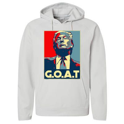 Trump GOAT Middle Finger Election 2024 Republican Poster Performance Fleece Hoodie