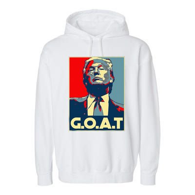 Trump GOAT Middle Finger Election 2024 Republican Poster Garment-Dyed Fleece Hoodie