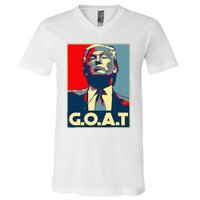 Trump GOAT Middle Finger Election 2024 Republican Poster V-Neck T-Shirt