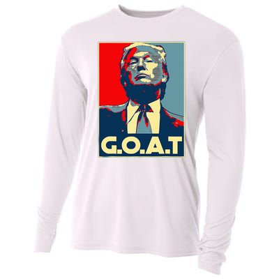 Trump GOAT Middle Finger Election 2024 Republican Poster Cooling Performance Long Sleeve Crew