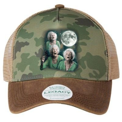 Three Granny Moon 3 Old Ladys Howling Weird Cursed Meme Legacy Tie Dye Trucker Hat