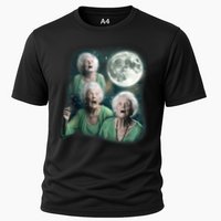 Three Granny Moon 3 Old Ladys Howling Weird Cursed Meme Cooling Performance Crew T-Shirt