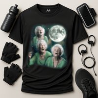 Three Granny Moon 3 Old Ladys Howling Weird Cursed Meme Cooling Performance Crew T-Shirt