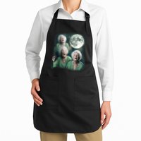 Three Granny Moon 3 Old Ladys Howling Weird Cursed Meme Apron