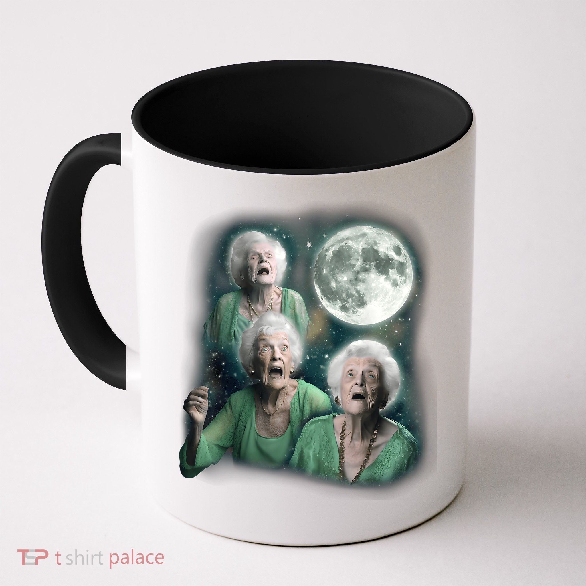 Three Granny Moon 3 Old Ladys Howling Weird Cursed Meme Mug