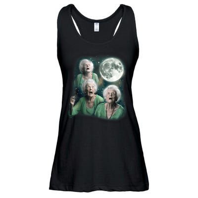 Three Granny Moon 3 Old Ladys Howling Weird Cursed Meme Ladies Essential Flowy Tank