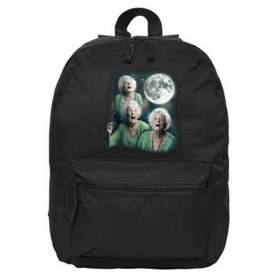 Three Granny Moon 3 Old Ladys Howling Weird Cursed Meme 16 in Basic Backpack
