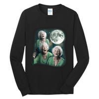 Three Granny Moon 3 Old Ladys Howling Weird Cursed Meme Tall Long Sleeve T-Shirt