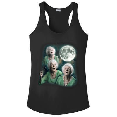 Three Granny Moon 3 Old Ladys Howling Weird Cursed Meme Ladies PosiCharge Competitor Racerback Tank