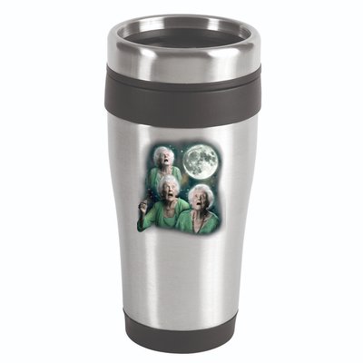 Three Granny Moon 3 Old Ladys Howling Weird Cursed Meme 16oz Travel Tumbler
