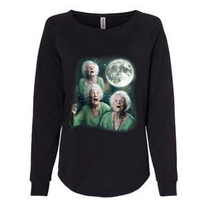 Three Granny Moon 3 Old Ladys Howling Weird Cursed Meme Womens California Wash Sweatshirt