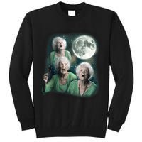 Three Granny Moon 3 Old Ladys Howling Weird Cursed Meme Tall Sweatshirt