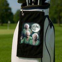 Three Granny Moon 3 Old Ladys Howling Weird Cursed Meme Golf Towel