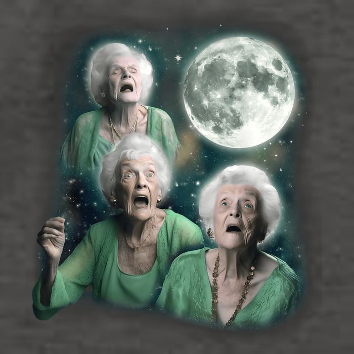 Three Granny Moon 3 Old Ladys Howling Weird Cursed Meme Vector Backpack