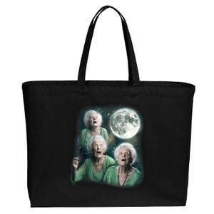 Three Granny Moon 3 Old Ladys Howling Weird Cursed Meme Cotton Canvas Jumbo Tote