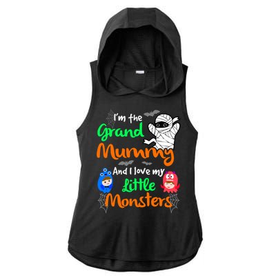 The Grand Mummy Love My Little Monsters Halloween Gift Ladies PosiCharge Tri-Blend Wicking Draft Hoodie Tank