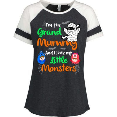 The Grand Mummy Love My Little Monsters Halloween Gift Enza Ladies Jersey Colorblock Tee